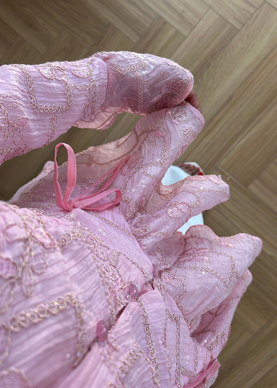 Glitter Embroidered Shirt - PINK