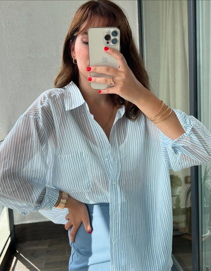 Striped chiffon shirt