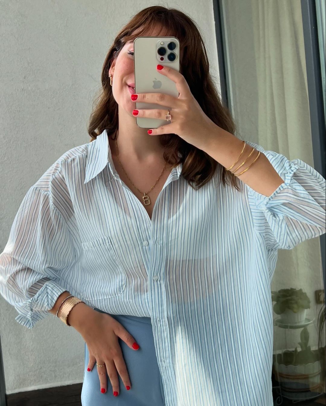 Striped chiffon shirt