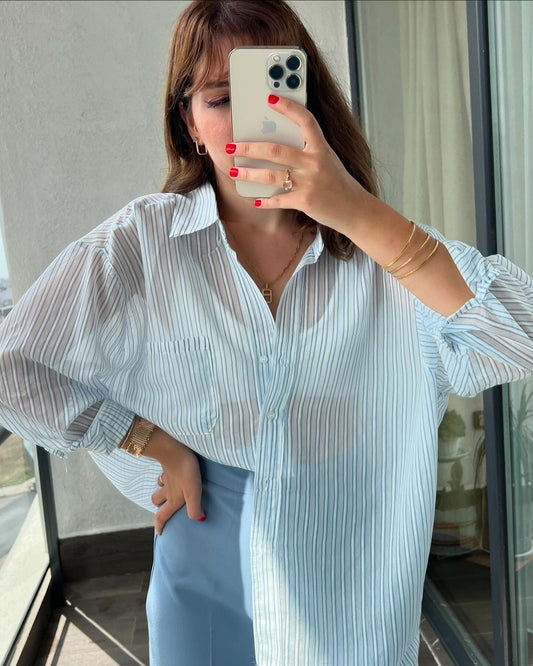 Striped chiffon shirt