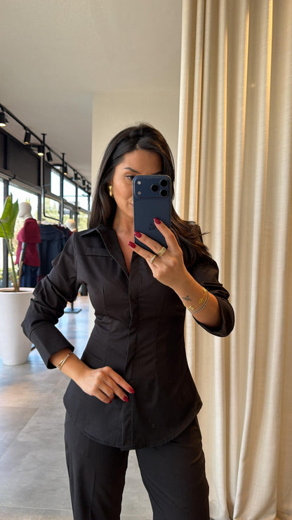 shirt with pleats bootcut trouser co-ord set