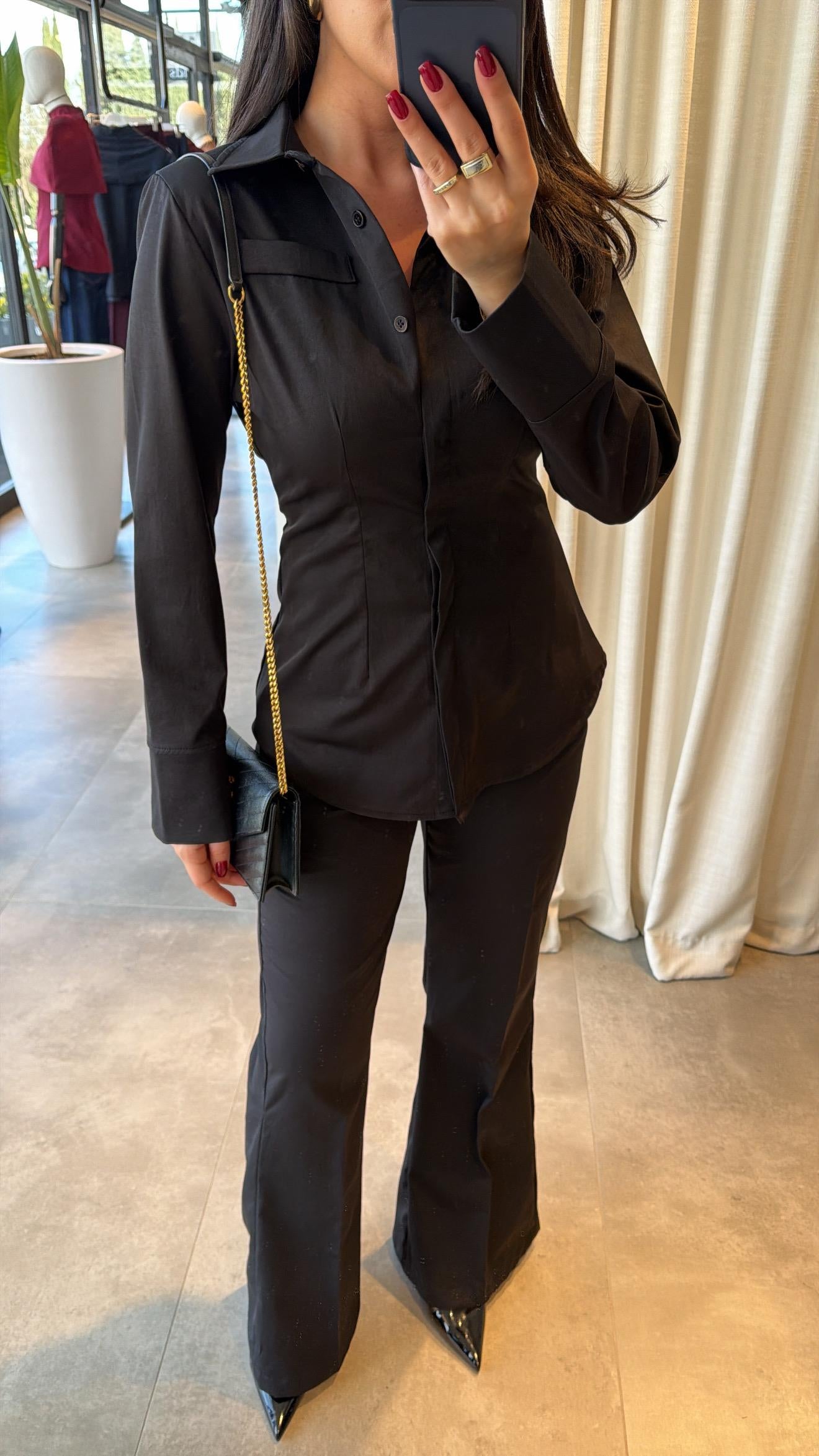 shirt with pleats bootcut trouser co-ord set
