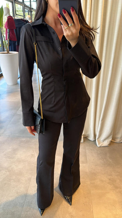 shirt with pleats bootcut trouser co-ord set