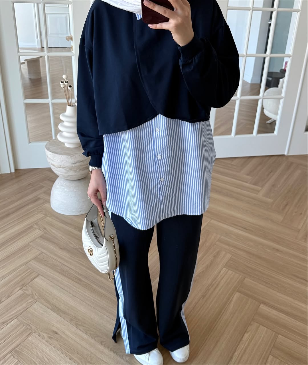 Modal cotton tracksuit with shirt details