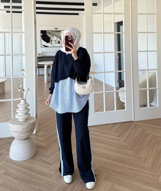Modal cotton tracksuit with shirt details