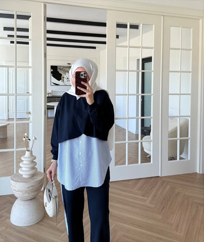 Modal cotton tracksuit with shirt details