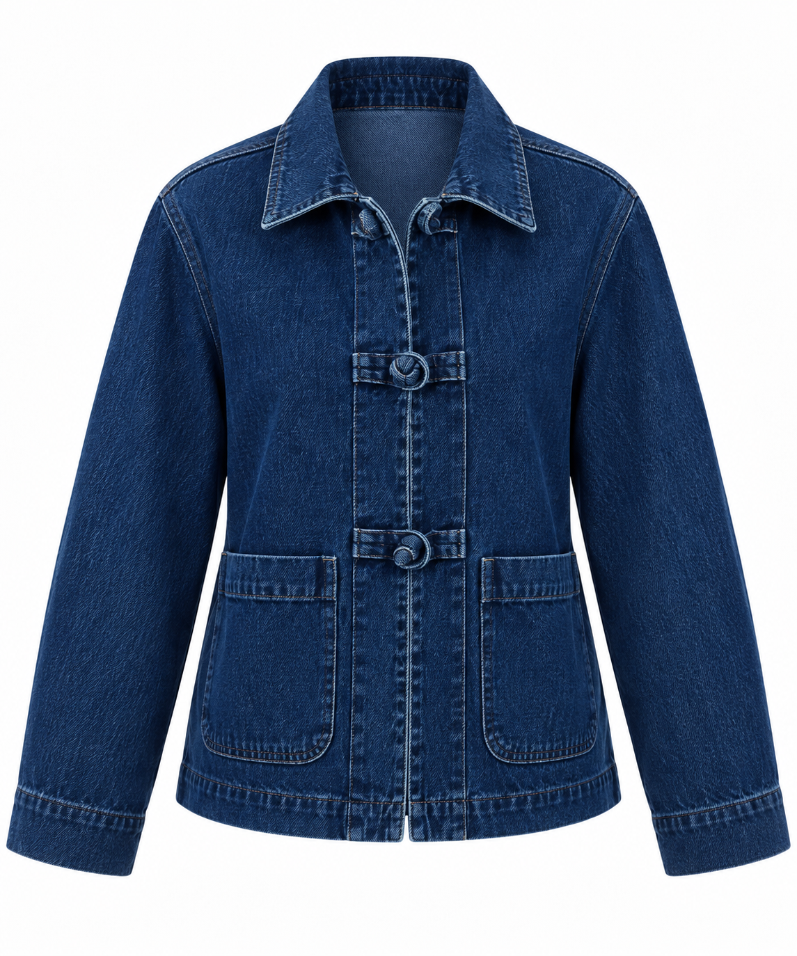 Indigo Front-Tie Jacket