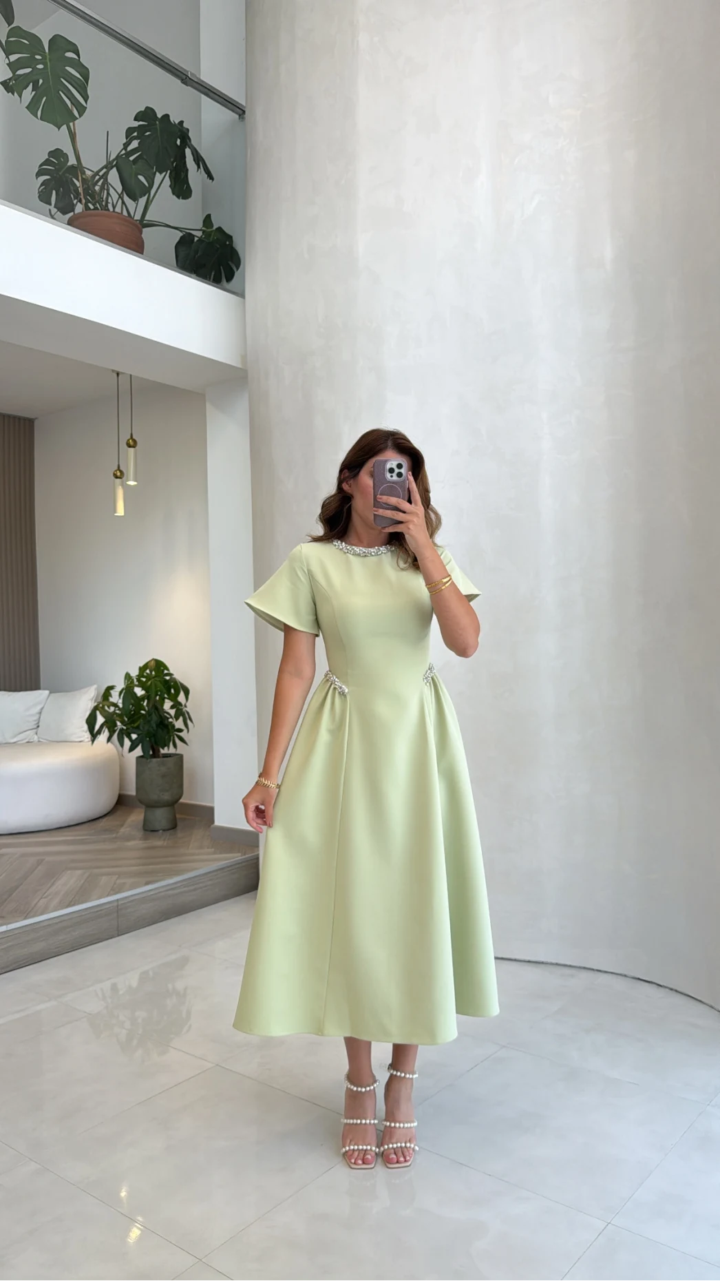 Dia Stone Detail Midi Dress - Blue