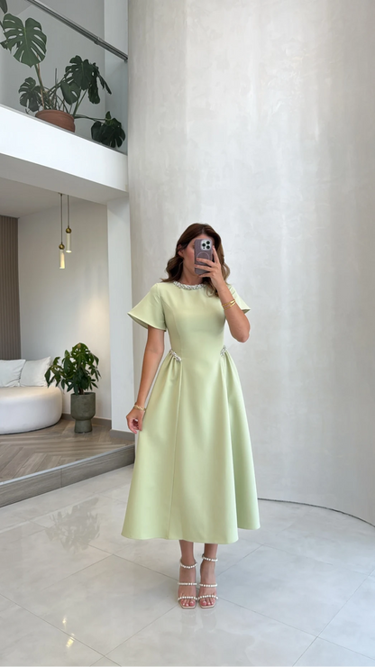 Dia Stone Detail Midi Dress - Blue