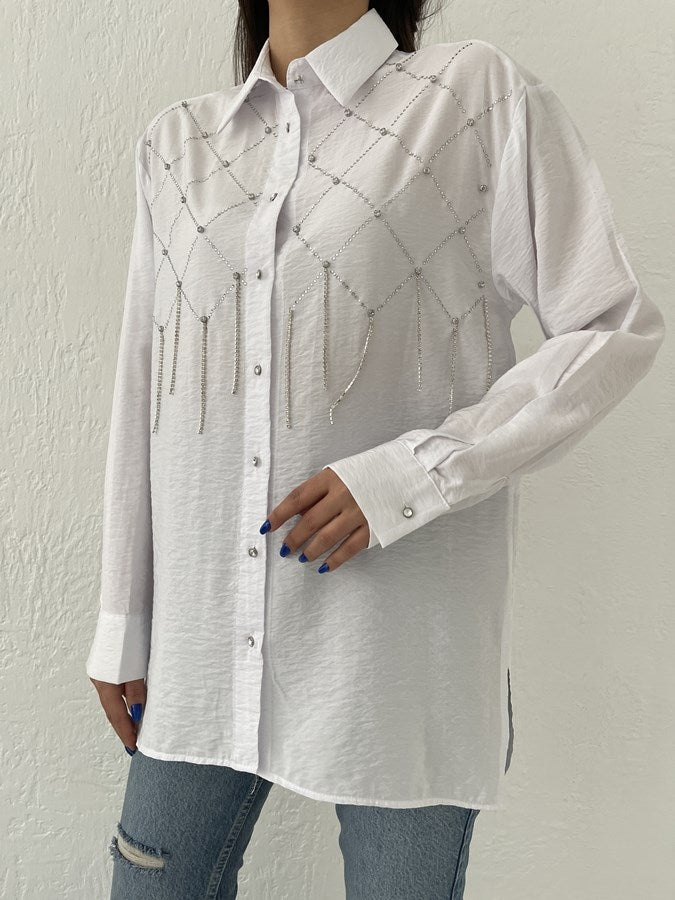 Shirt with strass details