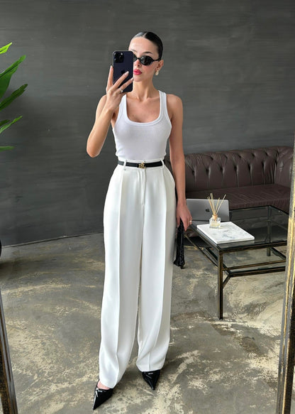 Wide Leg trouser- white