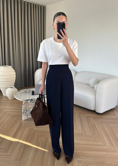 Wide leg trouser - navy blue