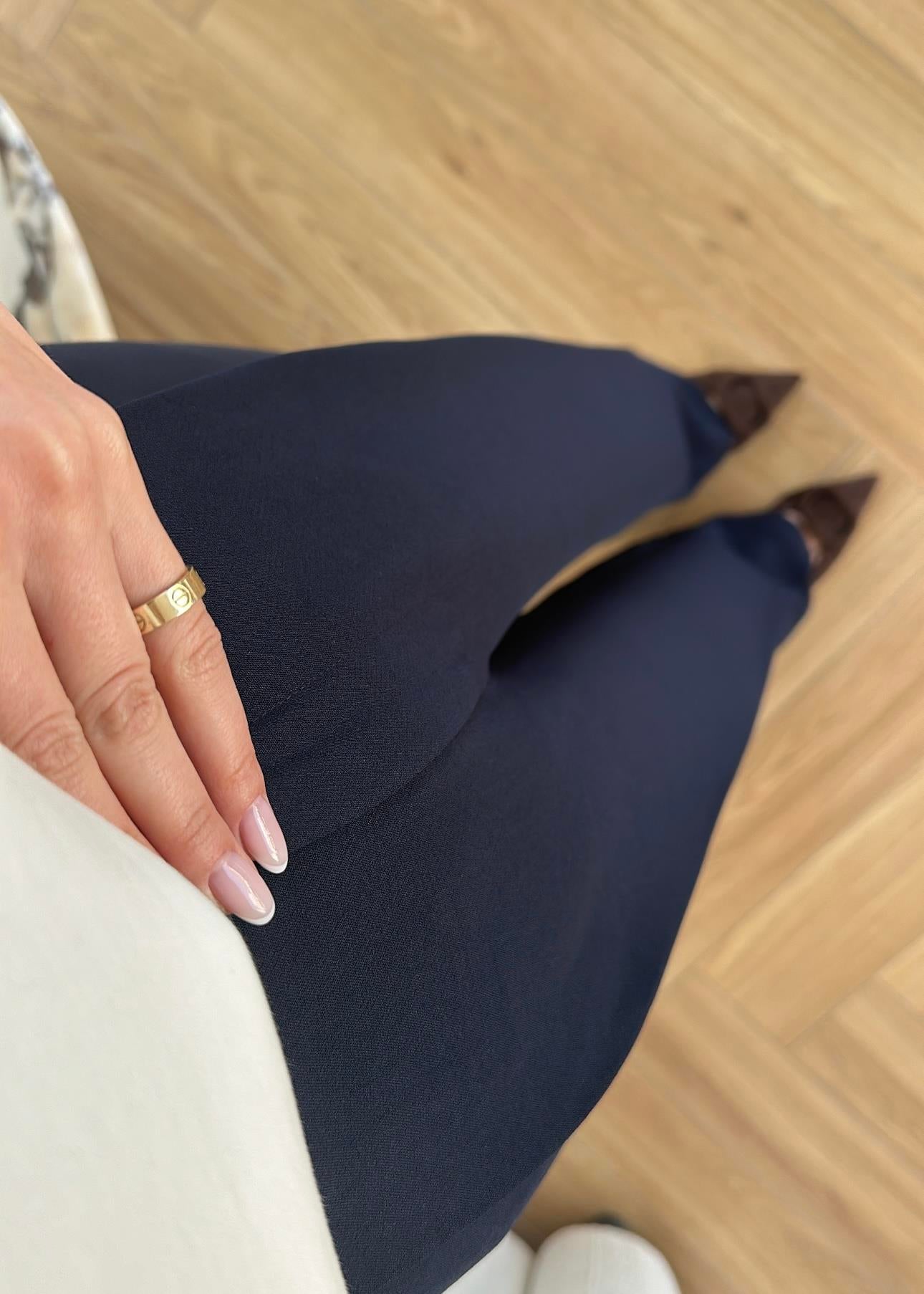 Wide leg trouser - navy blue