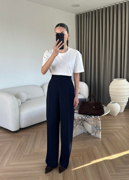 Wide leg trouser - navy blue