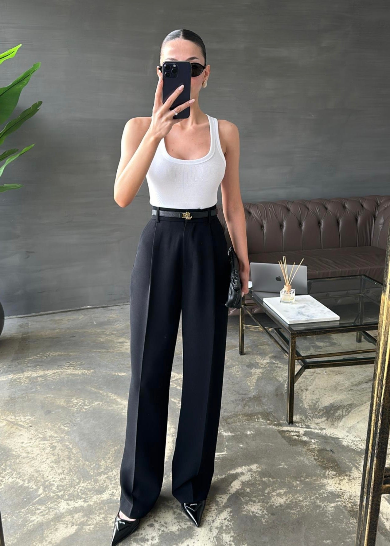 Wide leg trouser- black