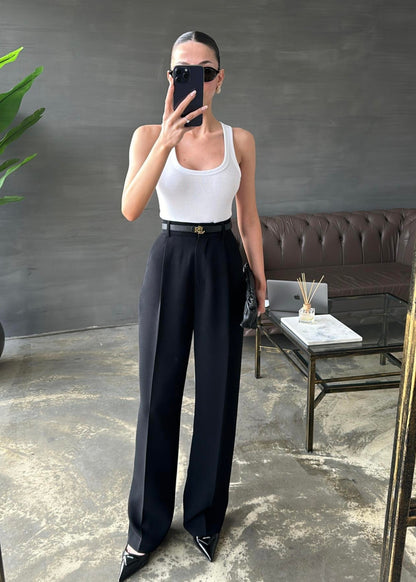 Wide leg trouser- black