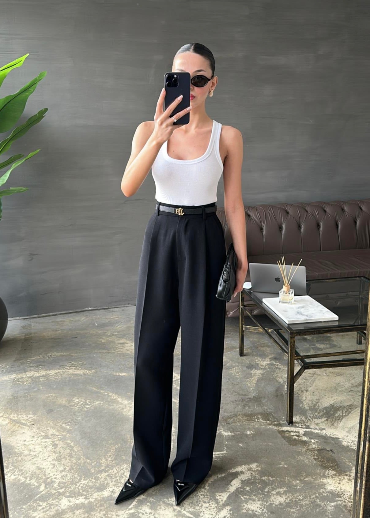 Wide leg trouser- black