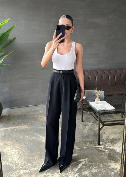 Wide leg trouser- black
