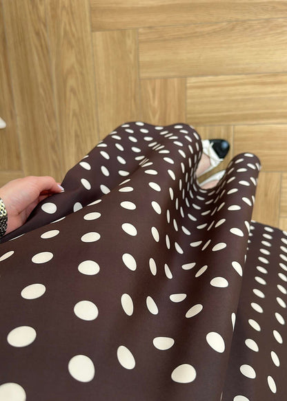 Thick Satin Polka Dot Skirt - BITTER BROWN
