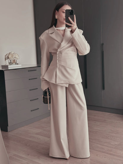 Beige 4 side buttons suit