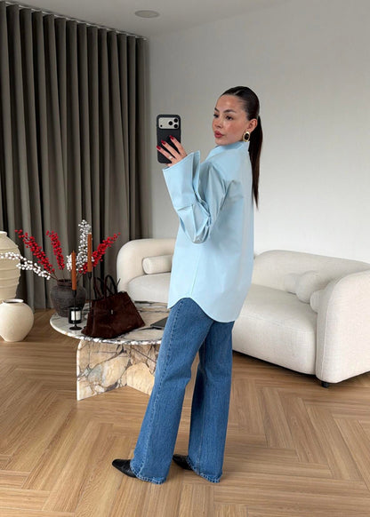 Padded Wide Cuff Shirt - BABY BLUE