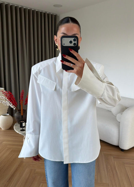 Padded Wide Cuff Shirt - white