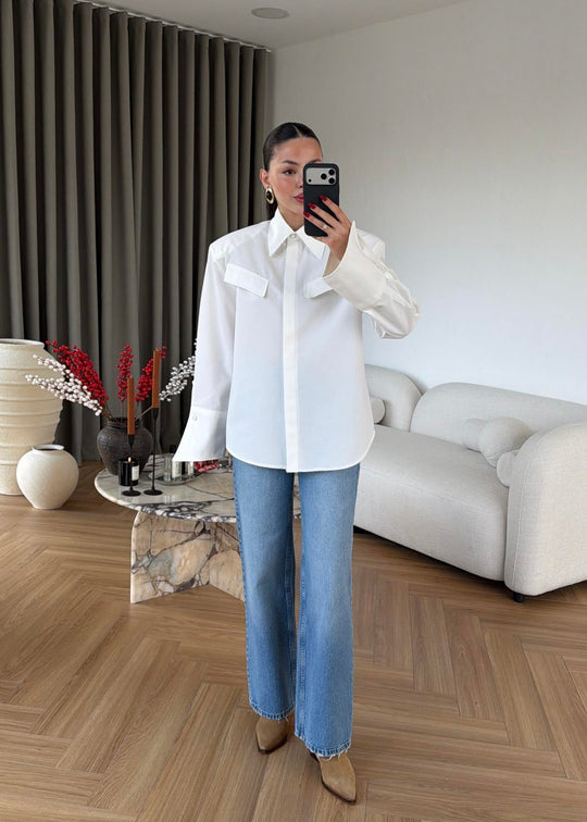 Padded Wide Cuff Shirt - white