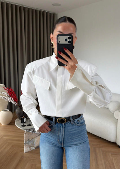 Padded Wide Cuff Shirt - white