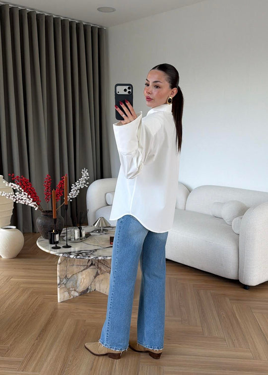 Padded Wide Cuff Shirt - white