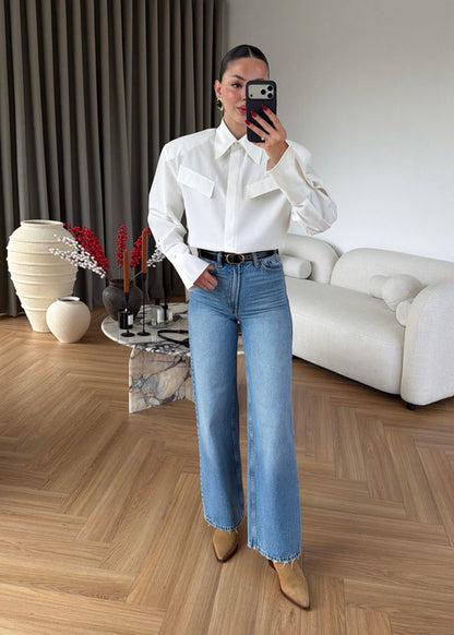 Padded Wide Cuff Shirt - white