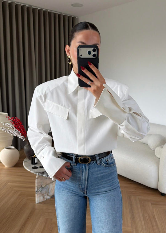 Padded Wide Cuff Shirt - white