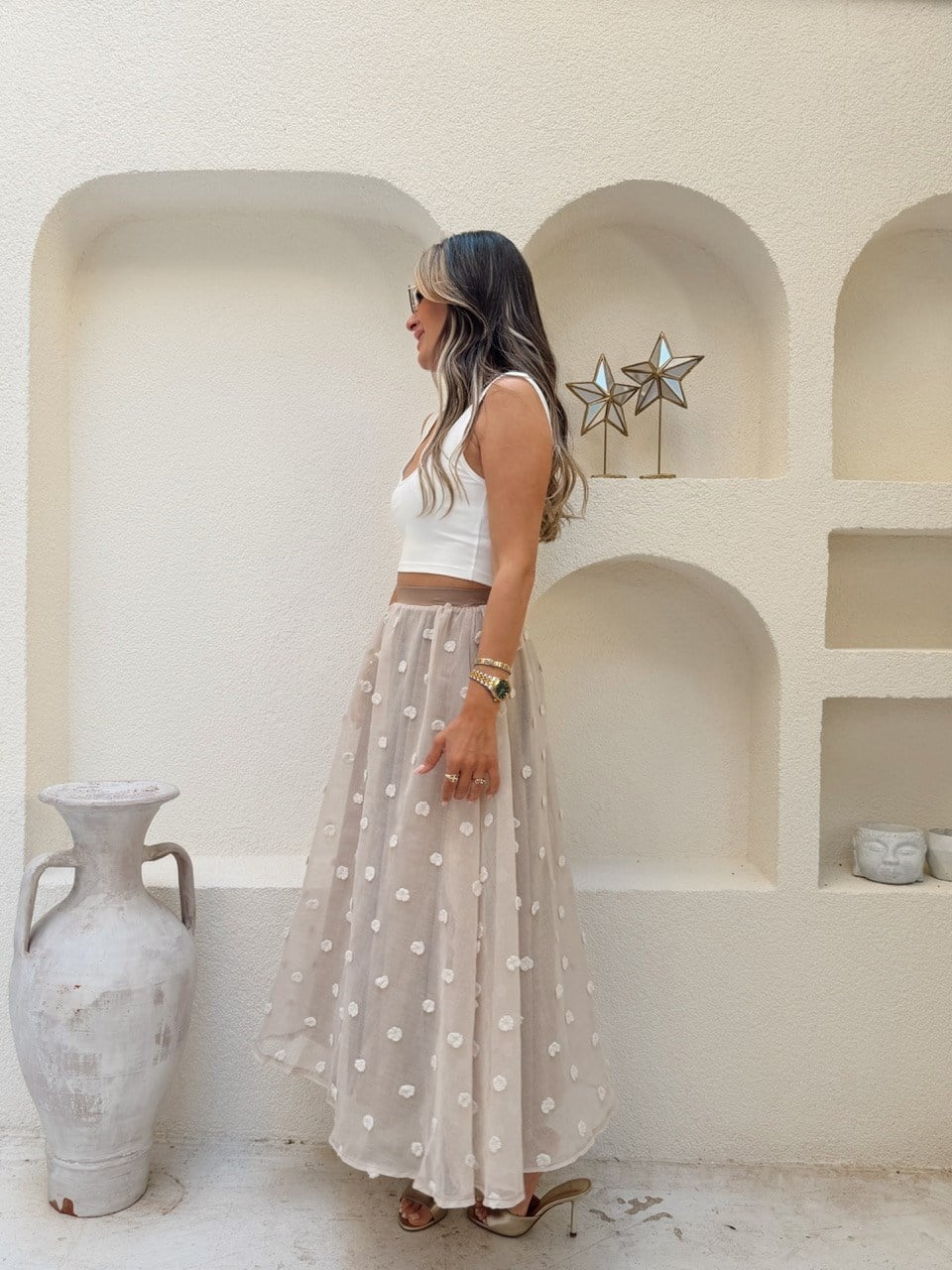 3D Polka Dot lined tulle skirt