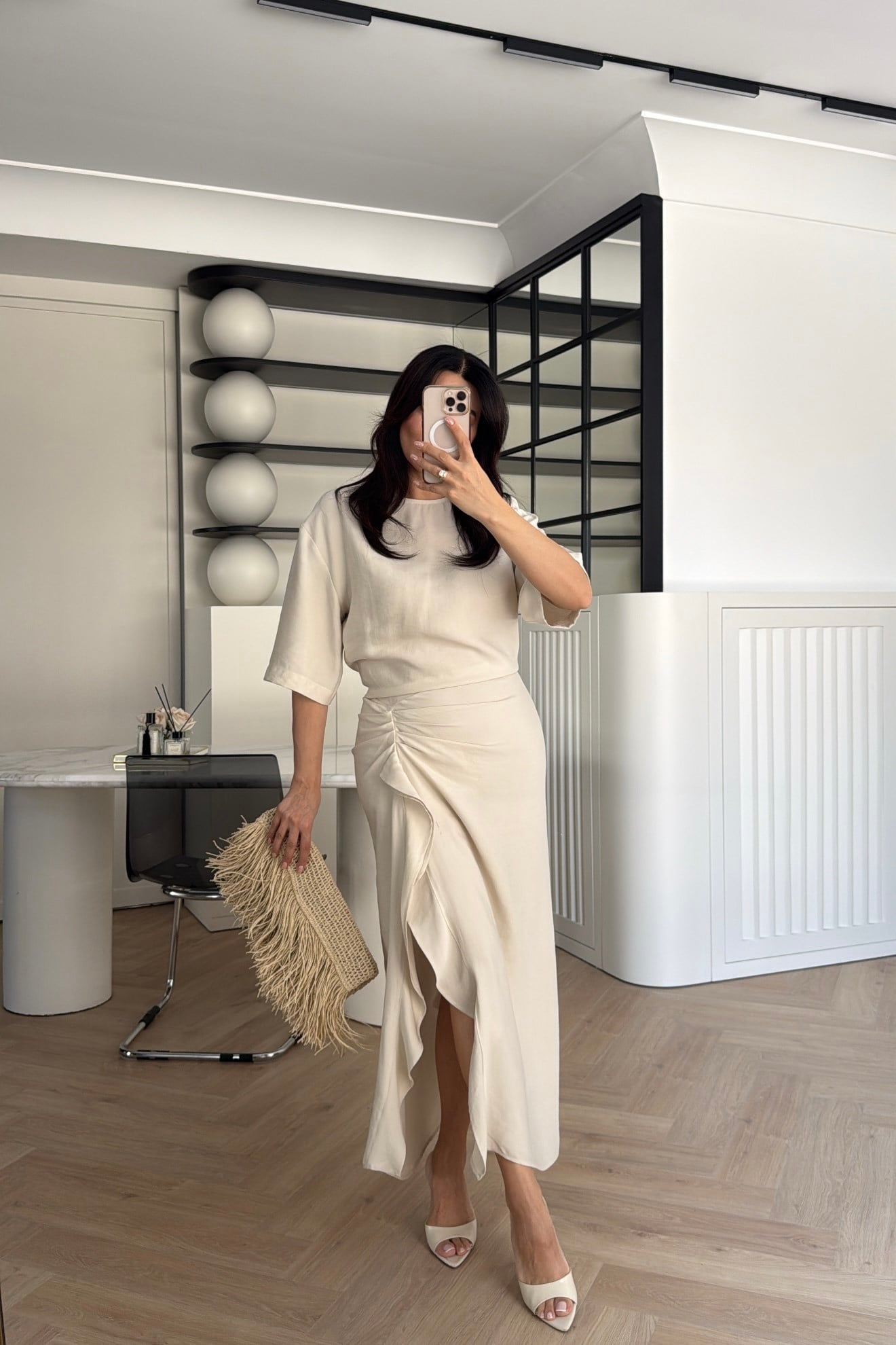 Zr model morley dress with side ruffle details