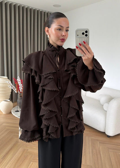 Willma Ruffled Shirt - beige