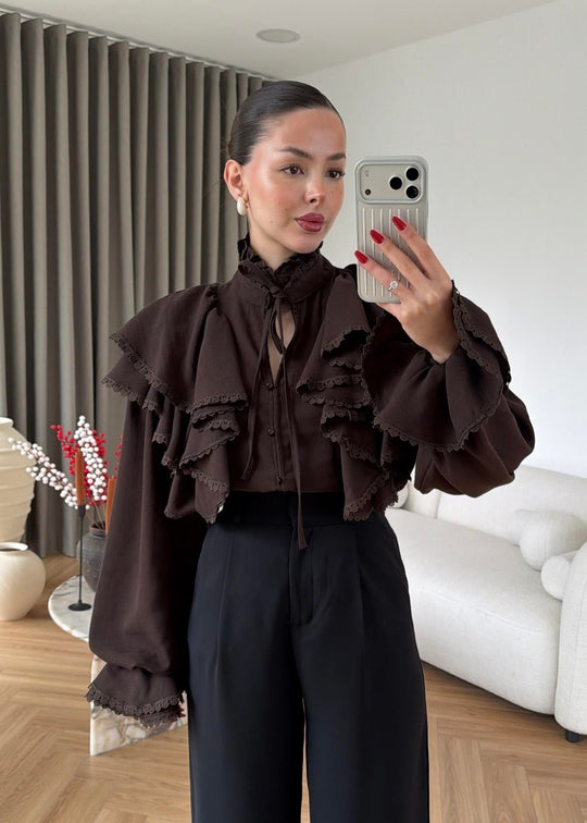 Willma Ruffled Shirt - beige