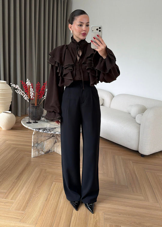 Willma Ruffled Shirt - beige