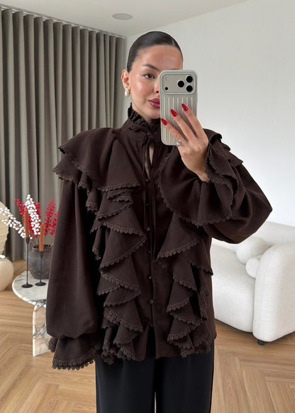Willma Ruffled Shirt - beige