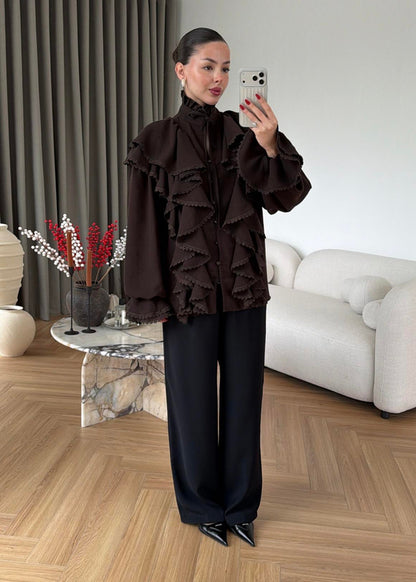 Willma Ruffled Shirt - beige