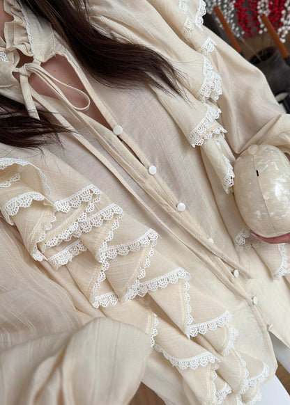 Willma Ruffled Shirt -brown