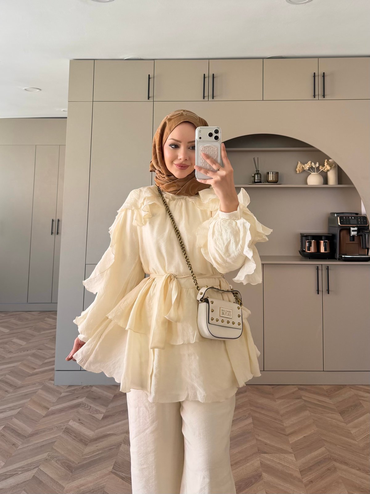 Luna Ruffle Modest Co-ord Set – cream