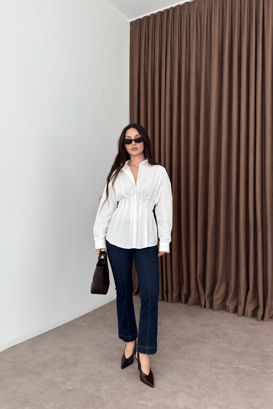 Zara Model Pleated Waist-Fit Shirt