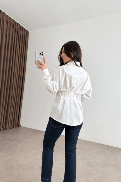 Zara Model Pleated Waist-Fit Shirt