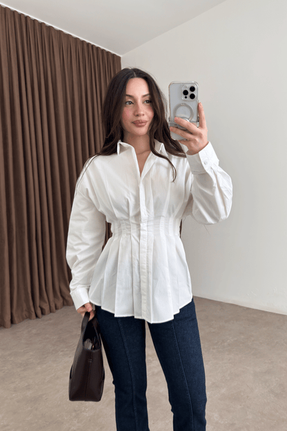 Zara Model Pleated Waist-Fit Shirt