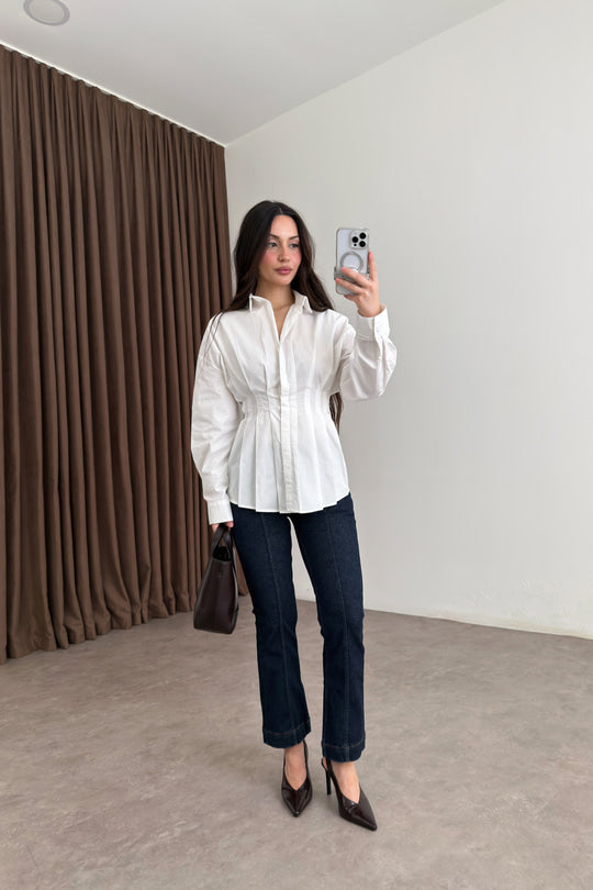 Zara Model Pleated Waist-Fit Shirt