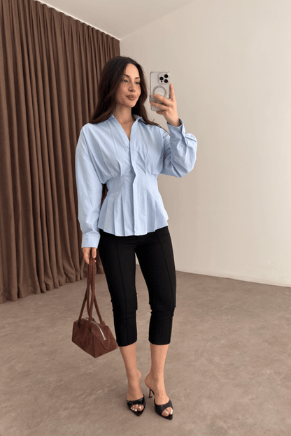 Zara Model Pleated Waist-Fit Shirt