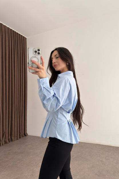 Zara Model Pleated Waist-Fit Shirt