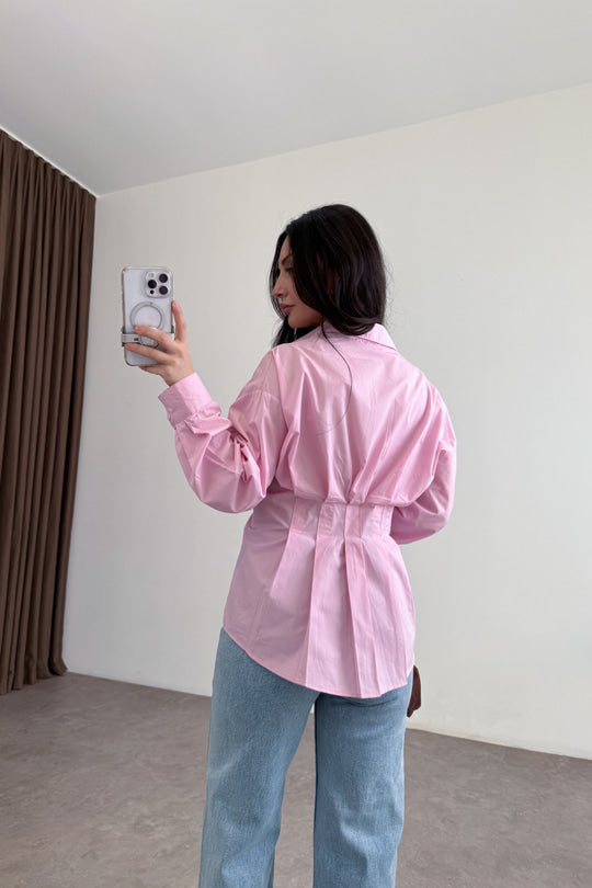 Zara Model Pleated Waist-Fit Shirt